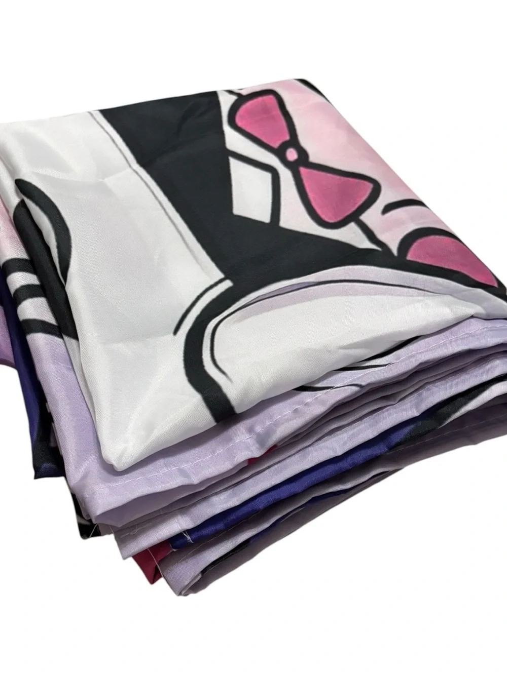 Sanrio Kuromi Shower Curtain Pink Bow Hearts Black Jester Hat Hearts Bathroom
